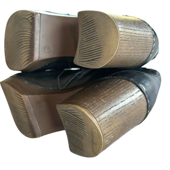 Dansko Dabney Black Nubuck Leather Platform Boots Booties Clogs Side Zip Size 39 - Picture 9 of 13